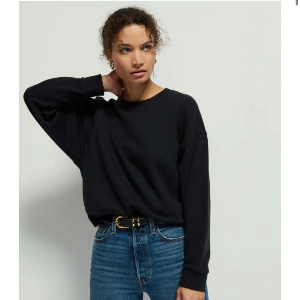 Classic Black Crewneck Sweatshirt - Women’s Top